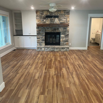 Living Room Stone Fireplace