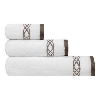 Sapphire Resort White Cotton Plush Bath Towel Set - 6 Piece (Spa Check  Textured) in the Bathroom Towels department at