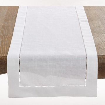 Handmade Basic Hemstitch Border Linen-Cotton Table Runners, 16"x120"