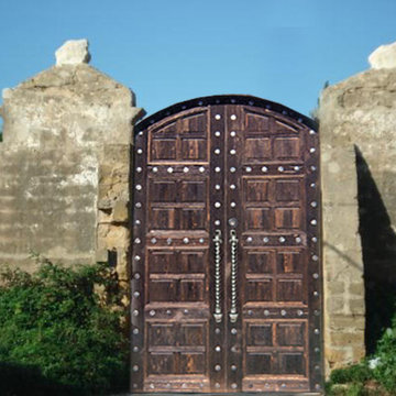 Iron Bar and Wood Entry Gate