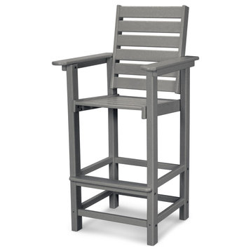 Polywood Captain Bar Chair, Slate Gray