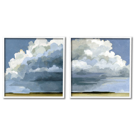 Sublime Outdoor Weather Landscape Cloudy Sky Painting, 2pc, each 12 x 12