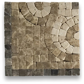 Marble Mosaic Border Decorative Accent Tile Surf Emperador 4x4 Tumbled, 1 piece