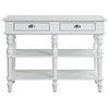 Benzara BM251330 Kitchen Island With Artificial Marble Top/Turned Legs, White