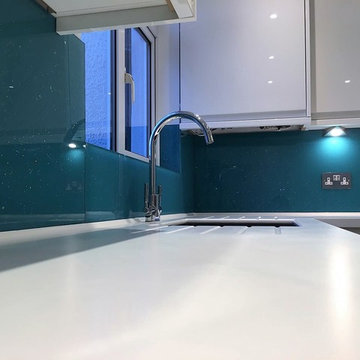 Kitchen Splashback - Turquoise Blue with Iridescent Shimmer