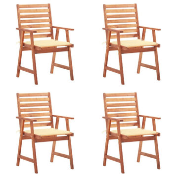 Vidaxl Patio Dining Chairs 4-Piece With Cushions Solid Acacia Wood