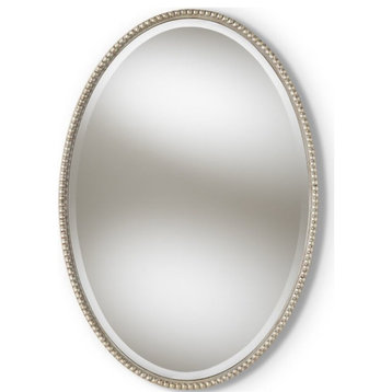 Baxton Studio Graca Oval Decorative Wall Mirror in Silver