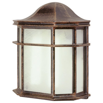 Andrews 1 Light Pocket Lantern, Rust with White Frosted