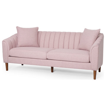 Susan Contemporary Fabric 3 Seater Sofa, Light Blush/Dark Brown
