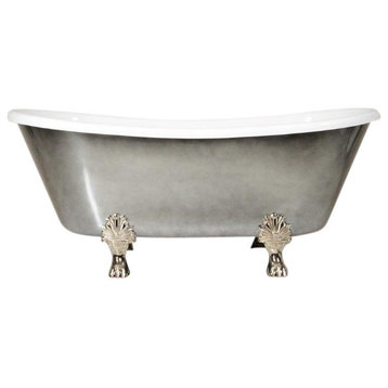 Sansiro Carlito-ACH59' 59" Acrylic French Bateau Clawfoot Tub Aged Chrome