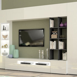 Modern Italian Wall Unit EGO | White & Graphite - $1,895 - Entertainment Centers And Tv Stands