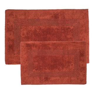 Lavish Home 100% Cotton Reversible Bath-Rug Set (2-Piece): Brick