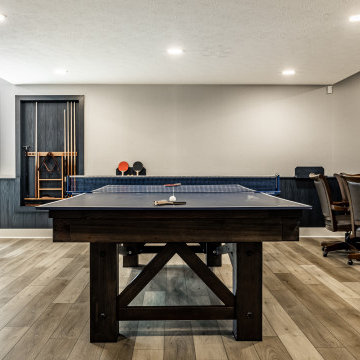 Modern Basement Remodel with Wet Bar, Game Area & Home Theater