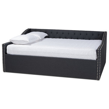 Haylie Dark Grey Fabric Upholstered Full Size Daybed