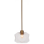 Toltec Lighting - Rocklin 1-Light Stem Hung Pendant, New Age Brass/Clear Bubble - Enhance your space with the Rocklin 1-Light Stem Hung Pendant. Installation is a breeze - simply connect it to a 120 volt power supply and enjoy. Achieve the perfect ambiance with its dimmable lighting feature (dimmer not included). This pendant is energy-efficient and LED-compatible, providing you with long-lasting illumination. It offers versatile lighting options, as it is compatible with standard medium base bulbs. The pendant's streamlined design, along with its durable glass shade, ensures even and delightful diffusion of light. Choose from multiple size, finish, and color variations to find the perfect match for your decor.
