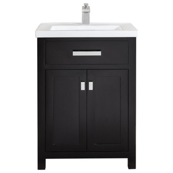 24" Single Vanity With Double Door Without Faucet, Espresso