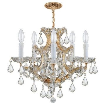 Maria Theresa 6 Light Clear Crystal Gold Mini Chandelier