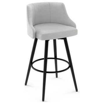 Amisco Duncan 27.75" Polyester Swivel Counter Stool in Pale Gray/Black