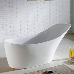 67" x 29" White Oval Soaking Free-Standing Bathtub - Bathtubs