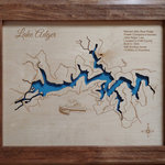 Personal Handcrafted Displays - Lake Adger, North Carolina-Wood Lake Map, Small - This is a beautifully detailed, laser engraved and precision cut topographical Map of Lake Adger in Polk County, North Carolina with the following interesting stats carved into it: