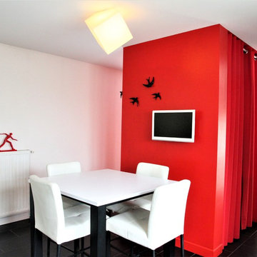 cuisine rouge, blanche et noire
