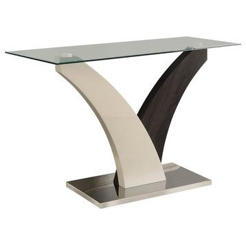 Furniture of America Tri Contemporary Glass Top Console Table in White and Gray