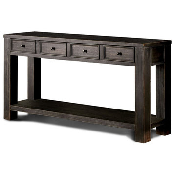 Furniture of America Deston Transitional Wood Console Table in Antique Black