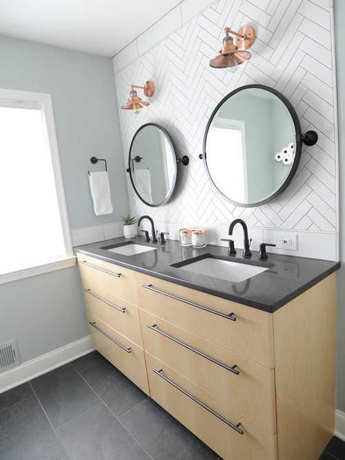 Industrial Badezimmer mit grüner Wandfarbe Ideen, Design & Bilder | Houzz