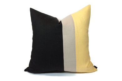 Color Block Linen Pillow Covers