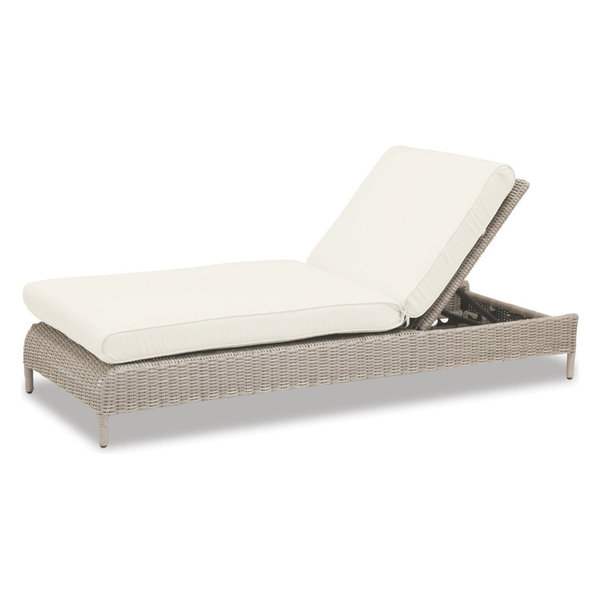 Manhattan Adjustable Chaise With Cushions, Linen Canvas With Self Welt