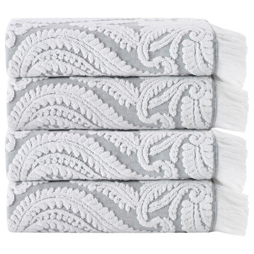 Laina 4-Piece Turkish Cotton Towel Set, Silver