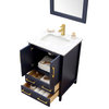 Solid Wood Lacquer Vanity With Mirror & Gold Handles, 24"