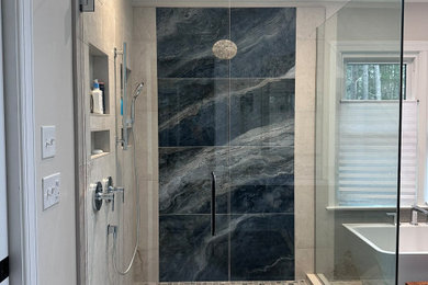 Example of a beach style bathroom design in Raleigh