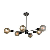 16116-G125 Ethan 6-Light Chandelier, Satin Nickel and Black