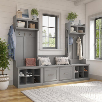 Woodland Entryway Storage Set with Doors in Cape Cod Gray - Engineered Wood