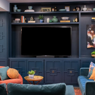 Mid-Century Country Club Inspired Basement Media Room