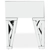 Modern Azure Side Table Clear Mirrored Glass Finish Unique Cutout Detail Legs
