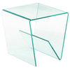 Home Square 19.7" Square Contemporary Bent Glass Lamp Table in Clear - Set of 2