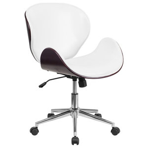 Offex Mid Back Wood Swivel Conference, Leather Conference Chairs With Casters