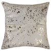 18" X 18" Fuchsia Cowhide Pillow, Natural, Gold