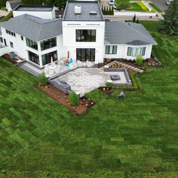 Landscape Transformation in Grosse Pointe, MI with Patio & Outdoor Kitchen