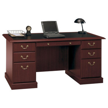 Saratoga Executive Desk in Harvest Cherry and Black - Engineered Wood