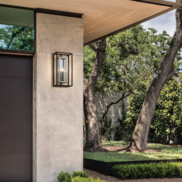 Morgan Medium 1-Light Outdoor Wall Sconce - Bronze w/ Stainless Finish - Clear
