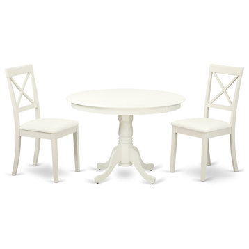 3-Piece Kitchen Table Set, A Kitchen Table, 2 Dining Chairs, White