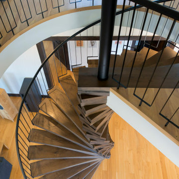 Oak and Steel Spiral Staircase