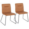 Casper Industrial Chair by LumiSource, Set of 2, Black Metal, Camel PU