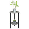 Graystone 24" 2 Tier Plant Stand, Cement/Black