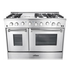 42 Inch Gas And Electric Ranges Houzz Thor Kitchen 48 Dual Fuel Range 6 Burner With Griddle And Double Oven