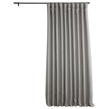 Faux Linen Extra Wide Room Darkening Curtain Single Panel, Clay, 100"x96"