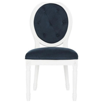 Ciley Tufted Oval Side Chair, Set of 2, Navy/White